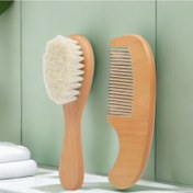 Resim Doğal Yün Ahşap Saç Fırçası ve Tarak - Ergonomik Saplı Nazik Baş Masajı, Yenidoğanlar ve Küçük Çocuklar İçin Taşınabilir Banyo Fırçası, Hafif Bej Dostu Tasarım, Banyo Fırçası, Doğal Yün Fırçası, Pürüzsüz Fırça Yüzeyi 