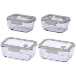 Resim Neoflam Fika Glace Gri Vakumlu 4 Parça Saklama Kabı 460 ML + 800 ML 