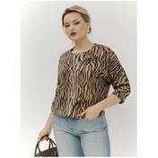 Resim Meriline Style Şık Büyük Beden Bluz 192753957 Kahve 