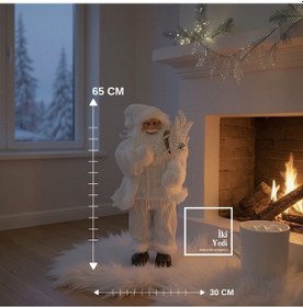 Resim Beyaz Dekoratif Noel Baba Figürü 65 Cm Yeni Yıl Ev Süslemesi, Lüks Yılbaşı Aksesuarı Premium Hediye 