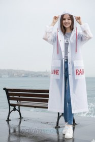 Resim Yağmurluk Kırmızılı EVA Yüksek Kalite, Bağcıklı Rüzgar Geçirmez, Cepli | XL Beden Taşıma Çantalı 