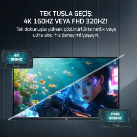 Resim Gamepower Kaze Dual 27″ 0.5ms 4K 160Hz - Fhd 320Hz Fast IPS Pivot Dual Mod Gaming Monitör (Sıfır Ölü Piksel Garantili) 