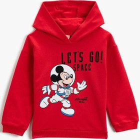 Resim Erkek Bebek Mickey Mouse Lisanslı Pamuklu Baskılı Kapüşonlu Sweatshirt 