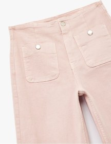 Resim Koton Yüksek Bel Cep Detaylı Düğmeli Kısa Geniş Paça Pantolon - Culotte Jeans Pembe 6wal40022mw Pembe 