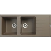 Resim Polex Cristalüx Granit Evye P-X116 Toprak 2 Hazneli Tezgah Altı Ve Tezgah Üstü Mutfak Evyesi 116.5x50.8 CM 