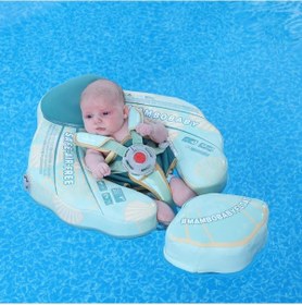 Resim Mambobaby Yüzme Simidi - Green Seashell, Emniyetli, Gölgelikli Ve Ayak Destekli 