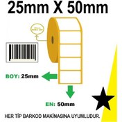 Resim Termal Etiket 25X50 - Barkod Etiketi 30 Rulo 30000 Adet 