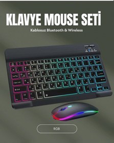 Resim Mey İthalat Rgb Aydınlatmalı Şarjlı Kablosuz Klavye Ve Mouse Seti Modern Ve Kompakt Tasarım 
