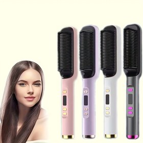 Resim 2-in-1 İyonik Seramik Saç Düzleştirici Çift - Taşınabilir Negatif İyon Teknolojisi, Pembe ve Beyaz, Düz ve Kıvırcık Stiller için Çift Kullanımlı, Saçlara Nazik, Ev Kullanımı için İdeal, Saç Stil Aracı|Kavisli Fırça Tasarımı|İyonik Seramik Çift, Saç Düzleştirici Çift 