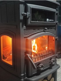Resim Sirius Maxi Style 3 Camlı Kuzineli Odunluklu Döküm Soba 