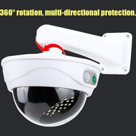 Resim 1 adet Güneş Enerjili Hareket Sensörlü Dış Mekan Güvenlik Kamerası, 3 Renkli (Kırmızı/Sarı/) LED Projektör, Şarj Edilebilir Pil, Yarı Gömme Montaj, PVC Gölge, Basmalı Düğme Kontrolü, Uzaktan Kumanda, Bahçe, Veranda, Avlu için, Güneş Enerjili Dış Mekan Güvenlik Kamerası 