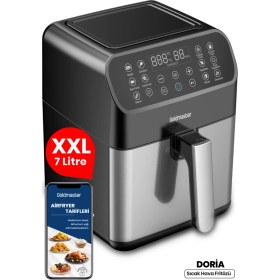 Resim 7 Litre Xxl Dokunmatik Sıcak Tutma ve Karıştırıcı Hava Fritözü Siyah 