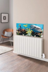 Resim Decorita Petek Üstü Cam | Yunuslu Akvaryum | 50cm X 120cm 