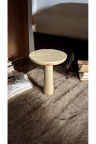 Resim Simillo Home&Living WOOD Wooden Ahşap Tekli Mantar Yan Sehpa Modern Açık Ceviz Renk Fiskos 