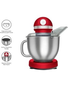 Resim AyrStore Mastermaid Chef Pro Çift Kollu Stand Mikser Kırmızı 1750 W 
