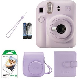 Resim Fuji Film Instax Mini 12 Fotoğraf Makinesi-Çanta-Kare Albüm-10'lu Film Set Lila 