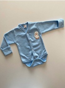 Resim POYRAZ Mavi Bebek Kundak Body Zıbın Eldivenli 