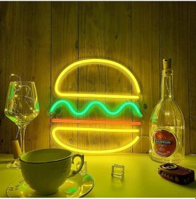 Resim Hamburger Neon Işık Neon Tabela Parti Düğün Doğum Günü Fast Food Dükkanı Restoran Duvara Asma ... Renkli 