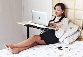 Resim Yerden Yükseklik Ve Eğim Ayarlı Mouse Bölmeli Tekerli Laptop Sehpası Bilgisayar Masası Siyah 