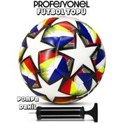 Resim Telvesse Futbol Topu Neon Şampiyonlar Ligi Pompalı Set Dayanıklı Sert Zemin Halı Saha Topu 061 Kırmızı 