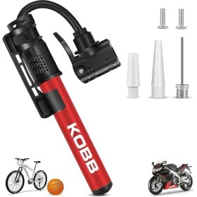 Resim CetKing KB2203 87 Psı Bisiklet Lastik Şişirme Taşınabilir Mini El Pompası ve Bisiklet Montaj Aparatı, Kırmızı/siyah 