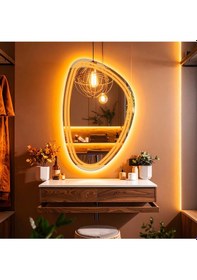 Resim Elan Asym Amber Led'li Kumlamalı Lavabo & Banyo Aynası Dokunmatik Sensörlü 80 X 50 Cm Turuncu 