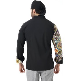 Resim Erkek Likralı Kol Desenli Aşçı Ceket - Siyah Renkli Daire-12167 Siyah Renkli Daire 