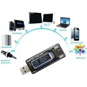 Resim Led Ekranlı Usb Voltmetre Ampermetre Usb Şarj Kapasitesi Test Cih 