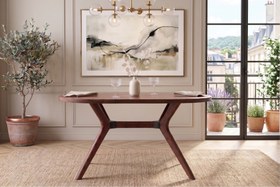 Resim NORA CEVİZ RENGİ OVAL MASA TAKIMI, 80X130 