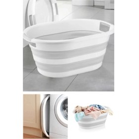 Resim Kolay Katlanabilir 38 Litre Çamaşır Sepeti, Beyaz Renk 