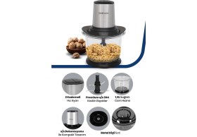 Resim Özbience Çift Kademeli 4 Bıçaklı Cam Hazneli Inox Rondo Doğrayıcı, 1.5 Lt 