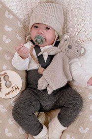 Resim Minytrendy 2'li Set Kız Erkek Bebek 4 Mevsim Çapraz Askılı Esnek Triko Bebek Tayt Pantolon Yenidoğan Tulum 