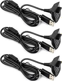 Resim whiteeeen Xbox 360 & Slim Kablosuz Oyun Denetleyicileri için 3 adet USB Şarj Kablosu 6FT 