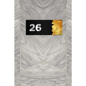 Resim Ahwall Dekoratif Aynalı Kapı Numarası Pleksi No: 26, Gold 