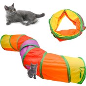 Resim 1 adet Kedi Tünel Oyuncağı, Polyester, Gökkuşağı Düz Kanal, Gözetleme Deliği ile, Kediler, Yavru Kediler, Evcil Hayvanlar için Etkileşimli Oyun Tüpü 