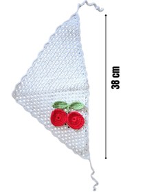 Resim Attolya Bandana, örgü bandana kız çocuk için kirazlı tamamen el örgüsü bandana, hediyelik bandana, saç akse 