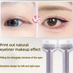 Resim Taşınabilir Eyeliner Şablon Aracı - Silikon Kıllar & Ergonomik Sap, Sol/Sağ Göz Uygulaması için Hassas Kullanım - Tüm Açık Bej Tonerler İçin Başlangıç Dostu Makyaj Yardımı, Hassas Far Uygulama, Kolay Kullanım Tasarımı, Cilt Güvenli Malzeme, Dayanıklı Yapı, Güzellik Tutkunları 