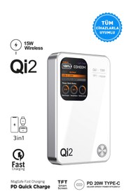 Resim İntouch 10.000 mAh MagSafe Hızlı Şarj QI2/PD 20W TFT Ekranlı Powerbank Premium Serisi 