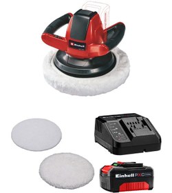 Resim Einhell CE-CB 18/254 Li, Akülü Polisaj Makinesi Seti ( 4,0 Ah Akü ve Şarj Cihazı , Polisaj Ped Seti Dahildir ) 