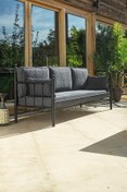 Resim Unimet Lalas Metal Sofa Sedir 90x200 Siyah-antrasit (AHŞAP LATALI) 