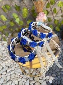 Resim GÜRLEK TEKSTİL Gece Mavisi Gelin Nedime Kına Gecesi Tefi, Üç Boyut Lazer Çiçek Ve Kurdele Detaylı Tef 10 Adet 