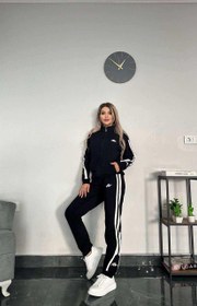 Resim MiMi Moda Kadın Eşofman Takımı Fermuarlı Spor Eşofman Takımı Nakışlı 2 Iplik Likr - Siyah / M 