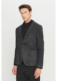 Resim Premıum Altınyıldız Erkek Antrasıt Yünlü Slim Fit Dar Kesim Mono Yaka Torba Cepli Blazer Ceket Antrasit 