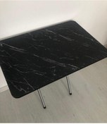 Resim Ars 60x90 Siyah Mermer Katlanabılir Masa Yemek Masası Mutfak Masası Çok Amaçli Kamp Masası 