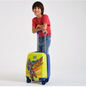 Resim Coral High Kids Fosforlu Sarı Saks Motorsiklet Desenli Çocuk Valizi 16733 