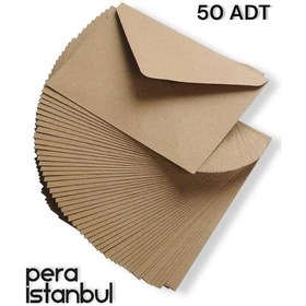 Resim 50 Adet Kahverengi Çaycuma Kraft Zarf Davetiye Lüks Tebrik Kartı Mektup Mühür Cüzdan Büyük 