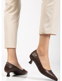Resim Suins Shoes Suins Molina Model Kadın Mini Topuklu Stiletto Ayakkabı Kahverengi 