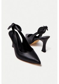 Resim Mubiano Mbhsn8082-s Kadın Arkası Lastikli Fiyonk Detay Siyah Stiletto & Topuklu Ayakkabı Siyah 