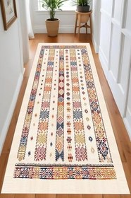Resim Rovigo Dijital Baskı Yıkanabilir Kaymaz Taban Salon Halısı Ve Yolluk RV133-FNL438, Bej, 100 x 300 