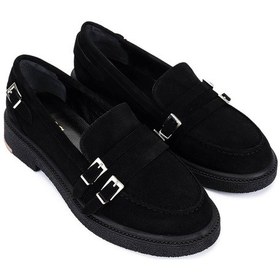 Resim Tamer Tanca Kadın Hakiki Deri Siyah Süet Loafer Ayakkabı 1061 5135 Bn Ayk Sk25-26 Sıyah Suet SIYAH SUET 